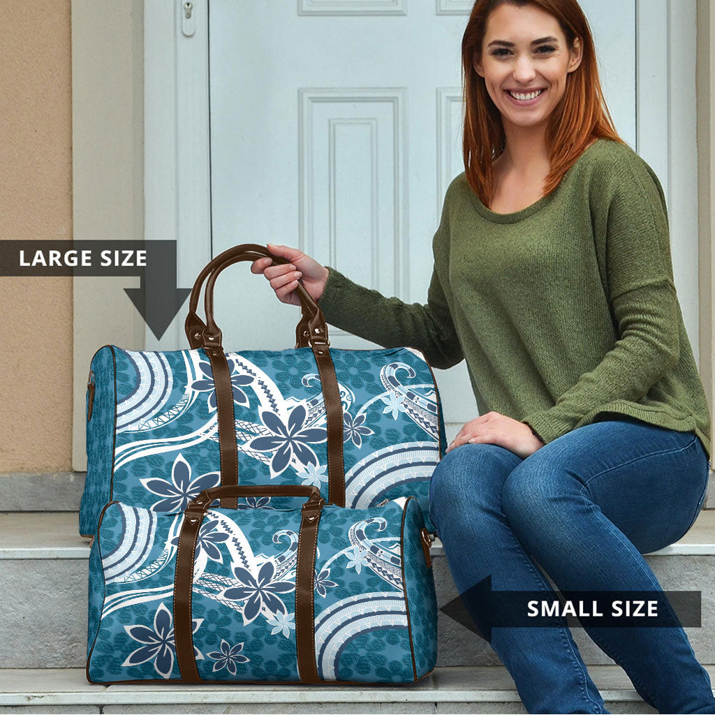 Hawaii Pupuala Plumeria Blue Travel Bag Polynesian Pattern LT01 - Polynesian Pride