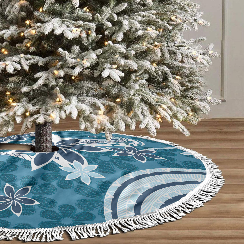 Hawaii Pupuala Plumeria Blue Tree Skirt Polynesian Pattern LT01 - Polynesian Pride