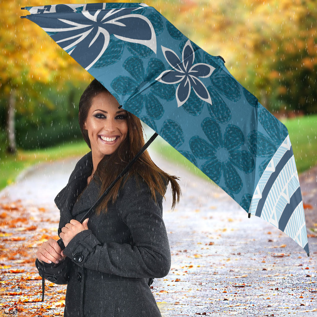 Hawaii Pupuala Plumeria Blue Umbrella Polynesian Pattern LT01 - Polynesian Pride