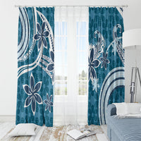 Hawaii Pupuala Plumeria Blue Window Curtain Polynesian Pattern LT01 - Polynesian Pride