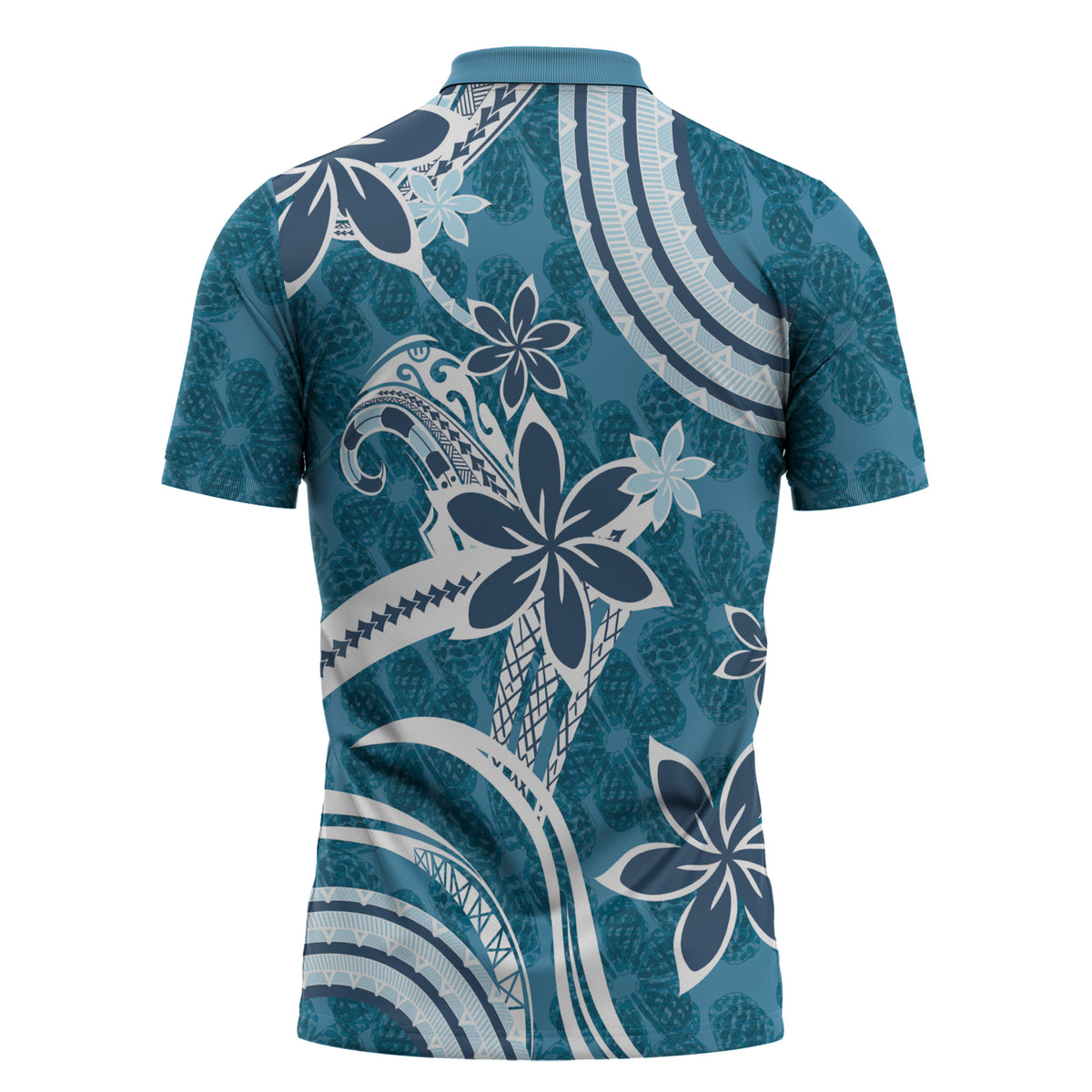 Hawaii Pupuala Plumeria Blue Zipper Polo Shirt Polynesian Pattern LT01 - Polynesian Pride