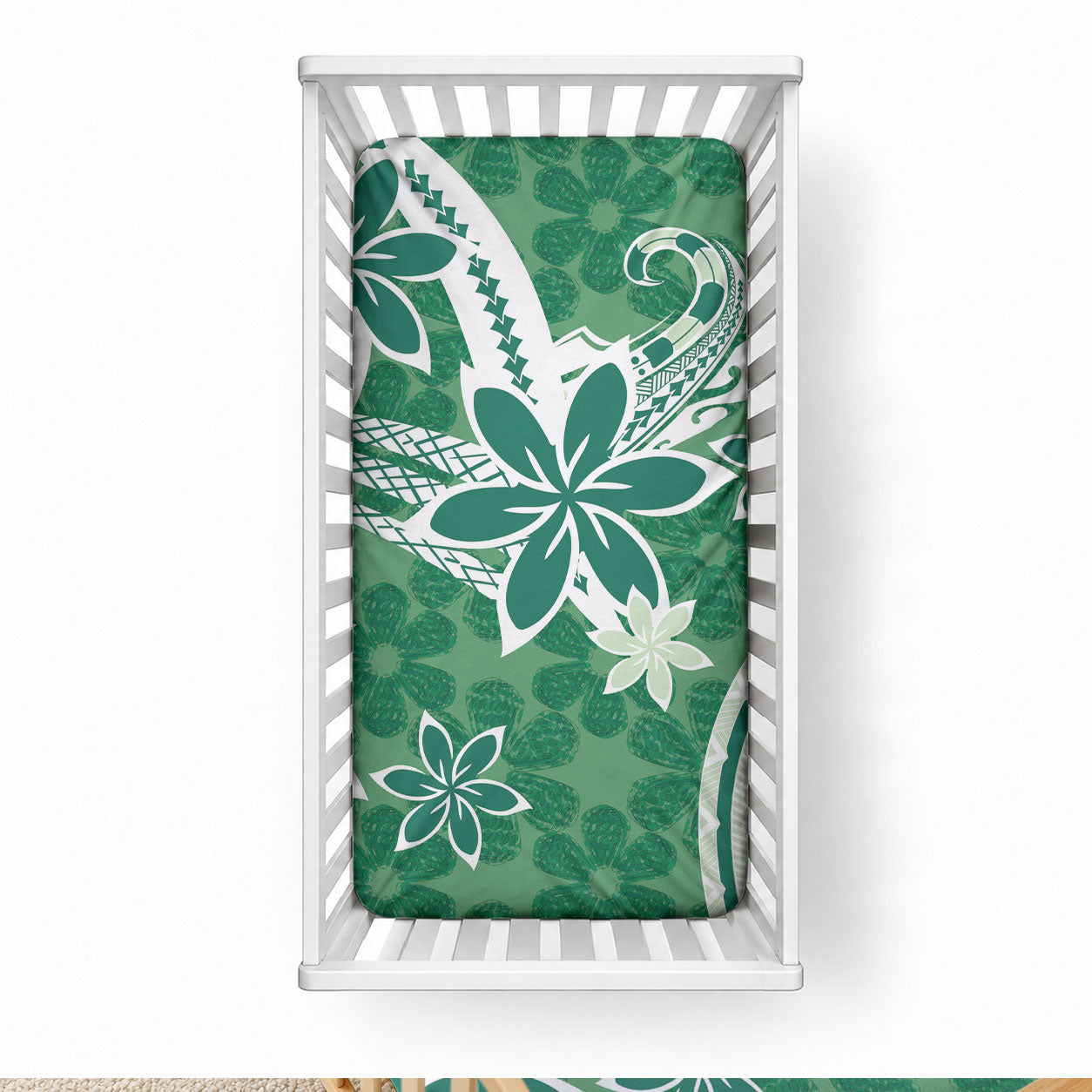 Hawaii Pupuala Plumeria Green Baby Bed Cover Polynesian Pattern LT01 28 × 52 in Green - Polynesian Pride