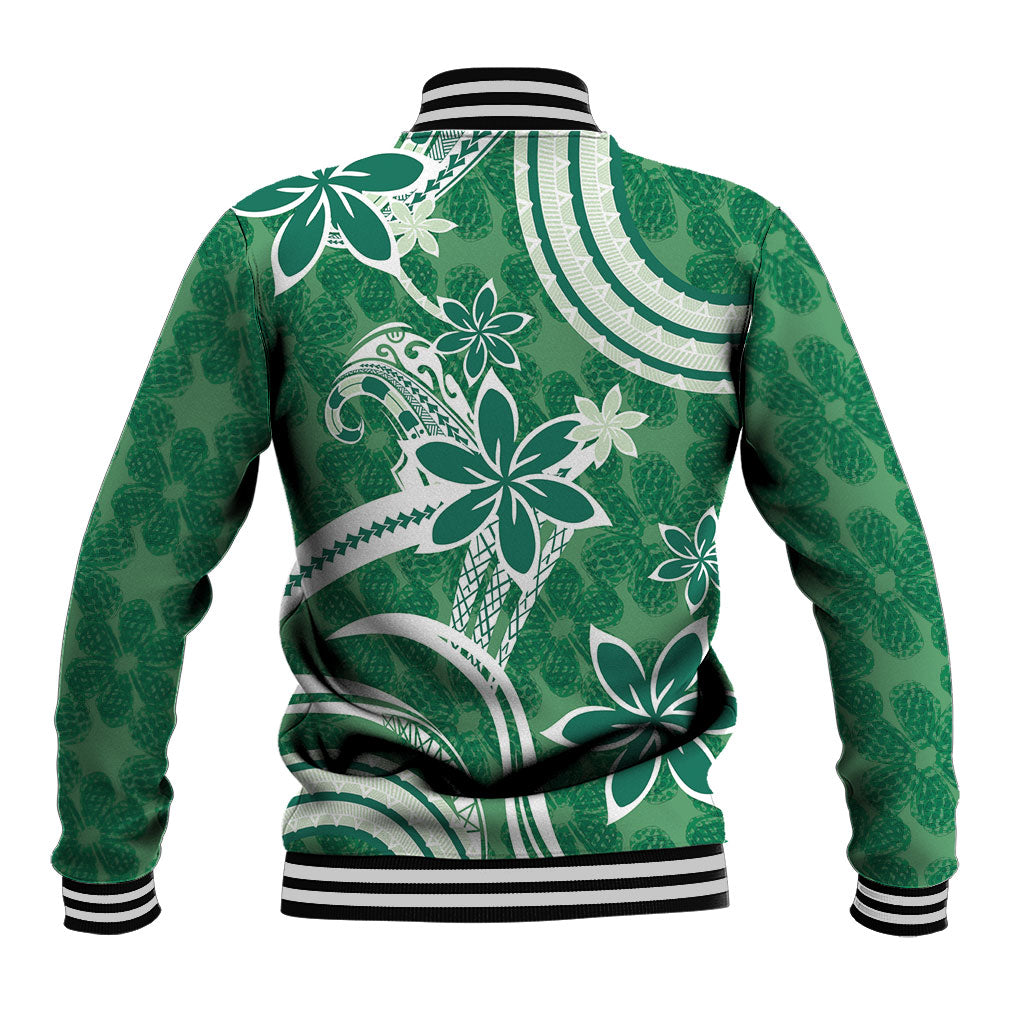 Hawaii Pupuala Plumeria Green Baseball Jacket Polynesian Pattern LT01 - Polynesian Pride