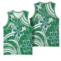 Hawaii Pupuala Plumeria Green Basketball Jersey Polynesian Pattern LT01 - Polynesian Pride