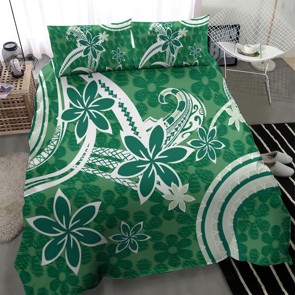Hawaii Pupuala Plumeria Green Bedding Set Polynesian Pattern LT01 - Polynesian Pride
