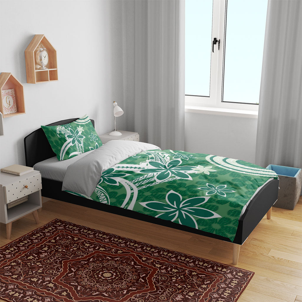 Hawaii Pupuala Plumeria Green Bedding Set Polynesian Pattern LT01 - Polynesian Pride