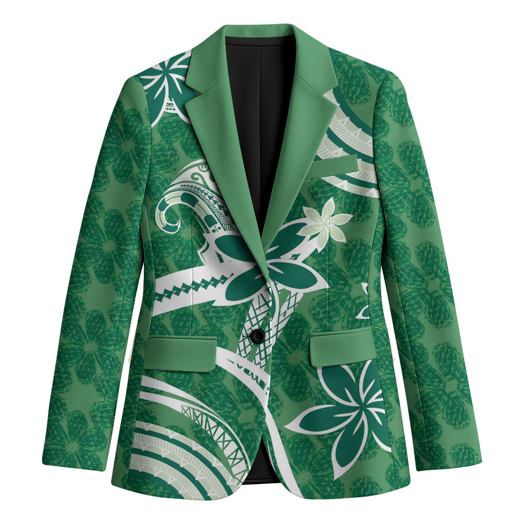 Hawaii Pupuala Plumeria Green Blazer Polynesian Pattern LT01 Unisex Green - Polynesian Pride