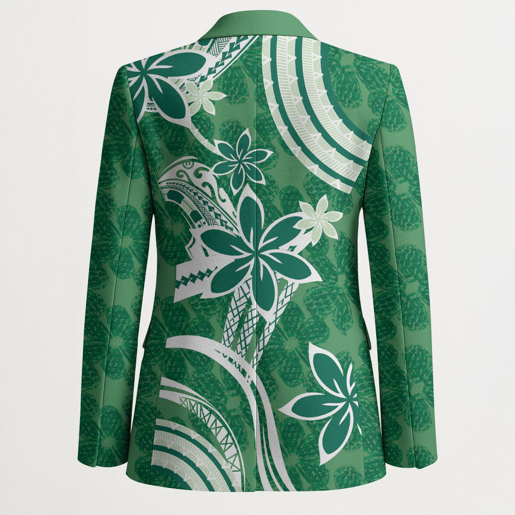 Hawaii Pupuala Plumeria Green Blazer Polynesian Pattern LT01 - Polynesian Pride