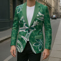Hawaii Pupuala Plumeria Green Blazer Polynesian Pattern LT01 - Polynesian Pride