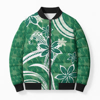 Hawaii Pupuala Plumeria Green Bomber Puffer Jacket Polynesian Pattern LT01 Unisex Green - Polynesian Pride