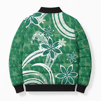 Hawaii Pupuala Plumeria Green Bomber Puffer Jacket Polynesian Pattern LT01 - Polynesian Pride