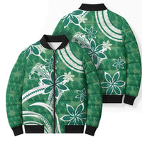 Hawaii Pupuala Plumeria Green Bomber Puffer Jacket Polynesian Pattern LT01 - Polynesian Pride