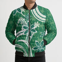 Hawaii Pupuala Plumeria Green Bomber Puffer Jacket Polynesian Pattern LT01 - Polynesian Pride