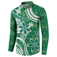 Hawaii Pupuala Plumeria Green Button Sweatshirt Polynesian Pattern LT01 - Polynesian Pride