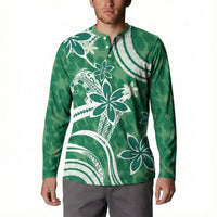 Hawaii Pupuala Plumeria Green Button Sweatshirt Polynesian Pattern LT01 - Polynesian Pride
