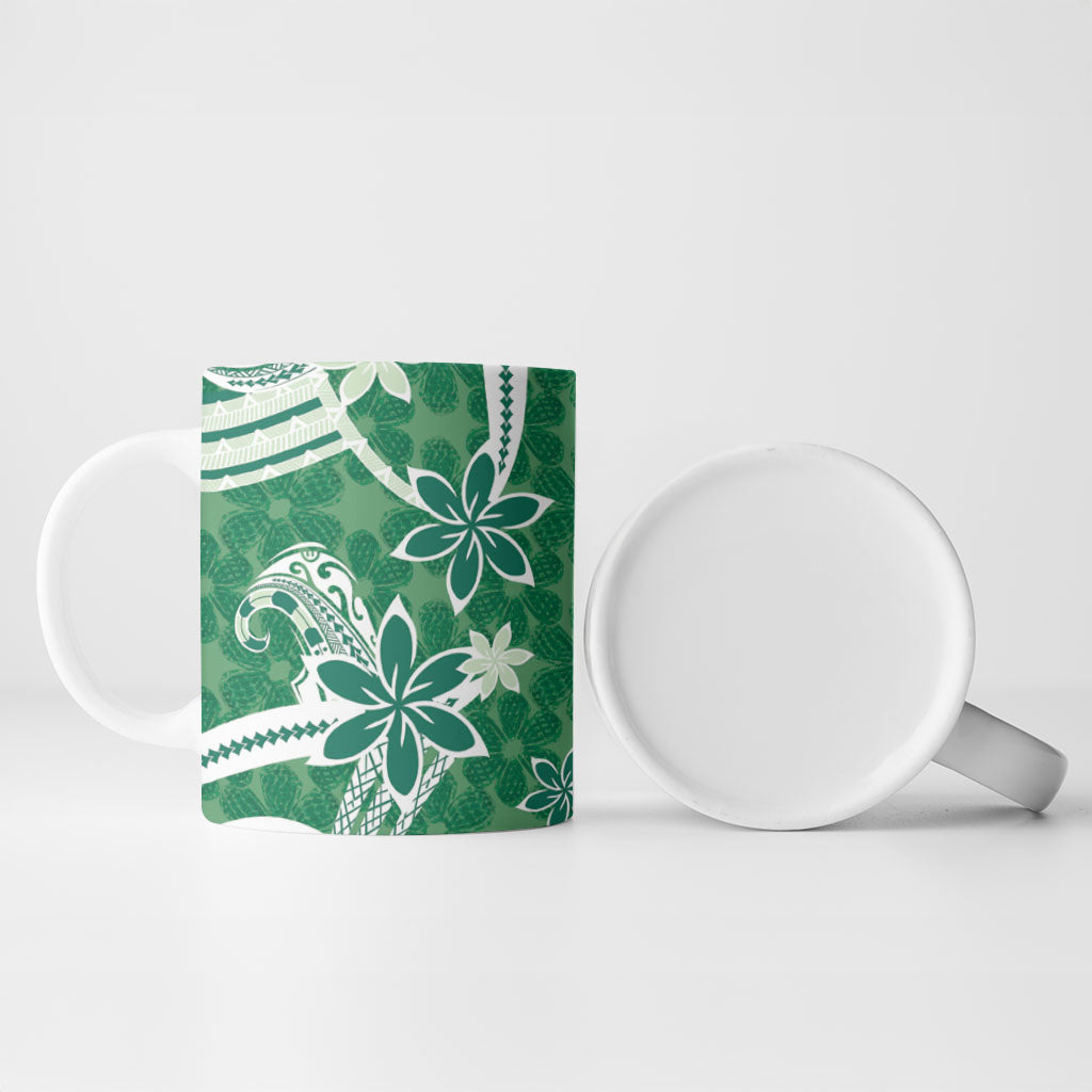 Hawaii Pupuala Plumeria Green Ceramic Mug Polynesian Pattern LT01 - Polynesian Pride