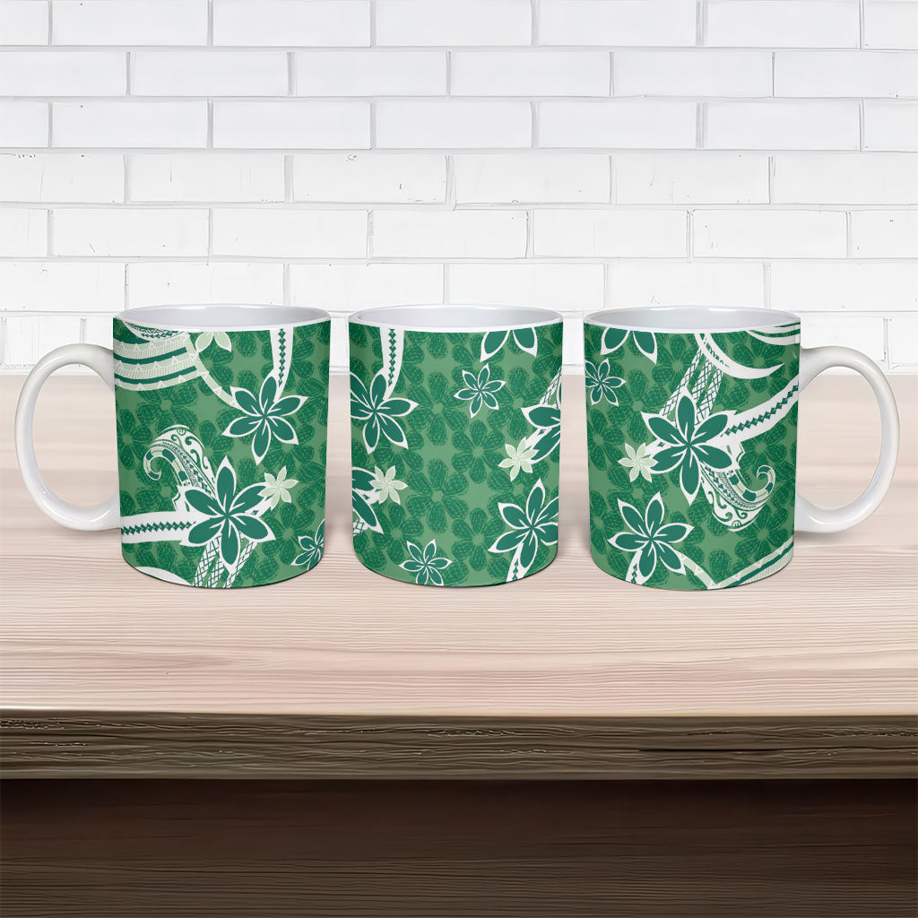 Hawaii Pupuala Plumeria Green Ceramic Mug Polynesian Pattern LT01 - Polynesian Pride