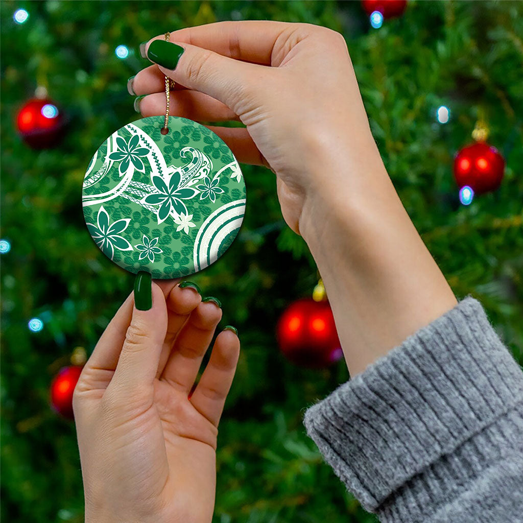 Hawaii Pupuala Plumeria Green Ceramic Ornament Polynesian Pattern LT01 - Polynesian Pride