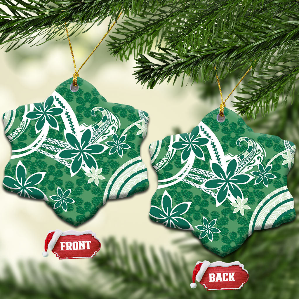 Hawaii Pupuala Plumeria Green Ceramic Ornament Polynesian Pattern LT01 Snow Flake Green - Polynesian Pride