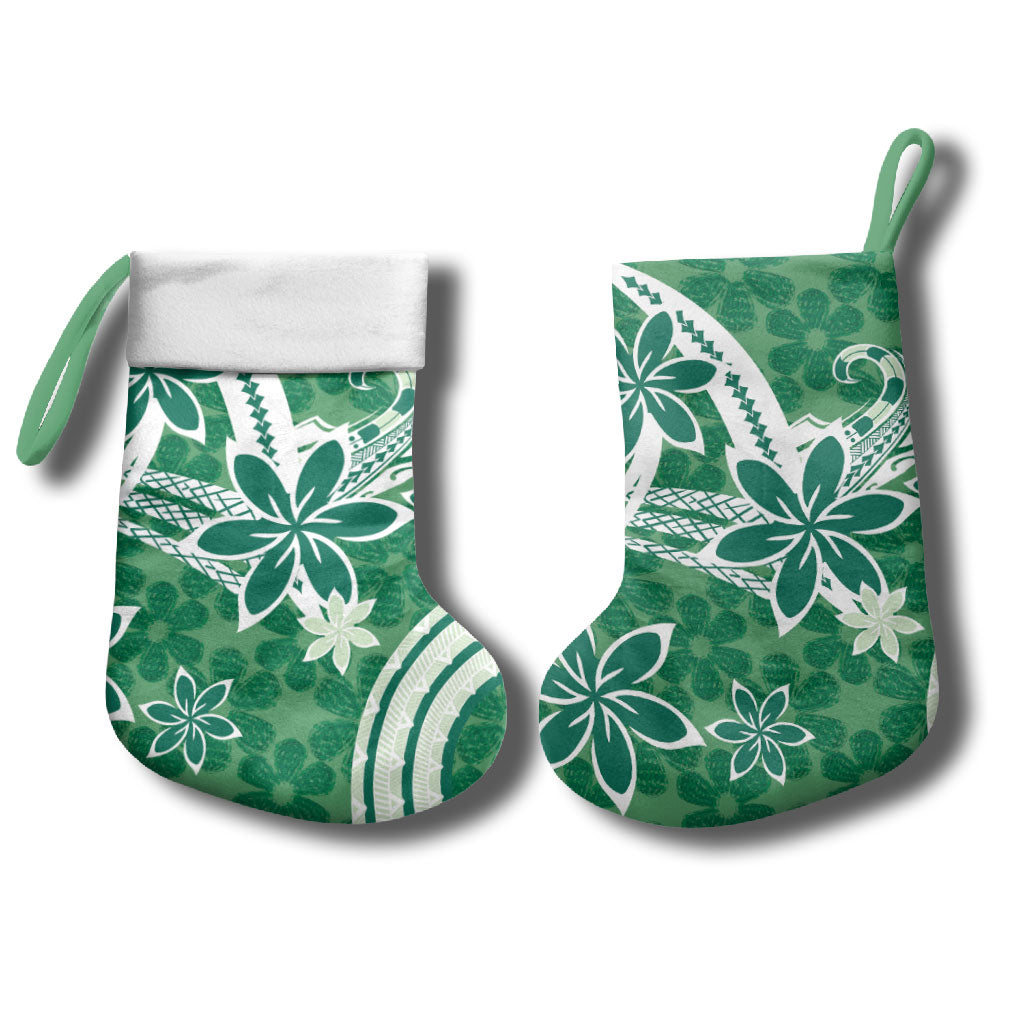 Hawaii Pupuala Plumeria Green Christmas Stocking Polynesian Pattern LT01 - Polynesian Pride