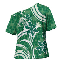 Hawaii Pupuala Plumeria Green Cross Shoulder Shirt Polynesian Pattern LT01 - Polynesian Pride
