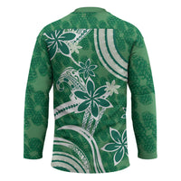 Hawaii Pupuala Plumeria Green Hockey Jersey Polynesian Pattern LT01 - Polynesian Pride