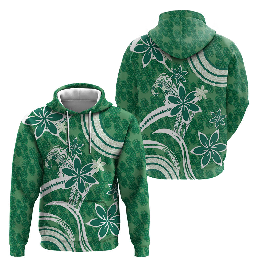 Hawaii Pupuala Plumeria Green Hoodie Polynesian Pattern LT01 - Polynesian Pride