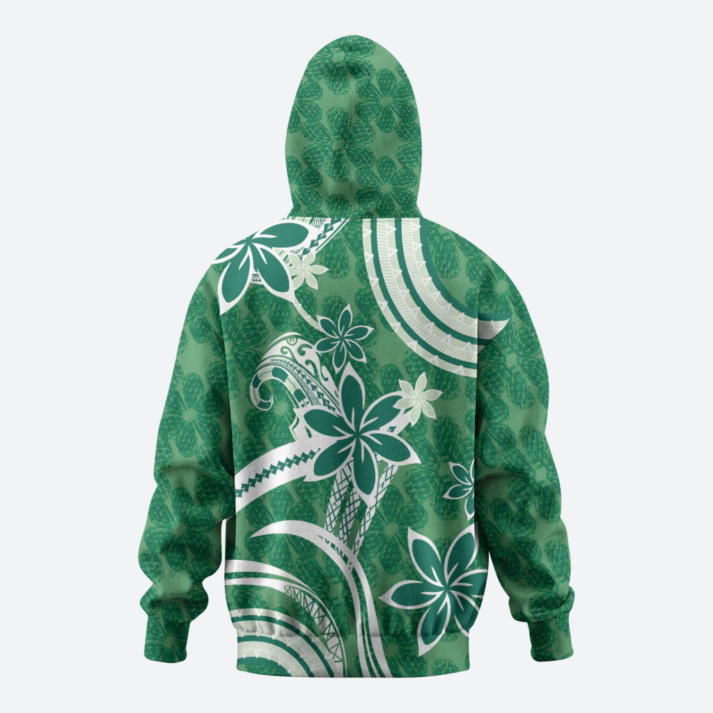 Hawaii Pupuala Plumeria Green Hoodie Polynesian Pattern LT01 - Polynesian Pride