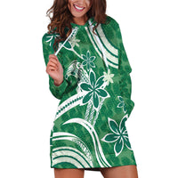 Hawaii Pupuala Plumeria Green Hoodie Dress Polynesian Pattern LT01 Green - Polynesian Pride