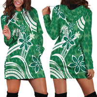 Hawaii Pupuala Plumeria Green Hoodie Dress Polynesian Pattern LT01 - Polynesian Pride