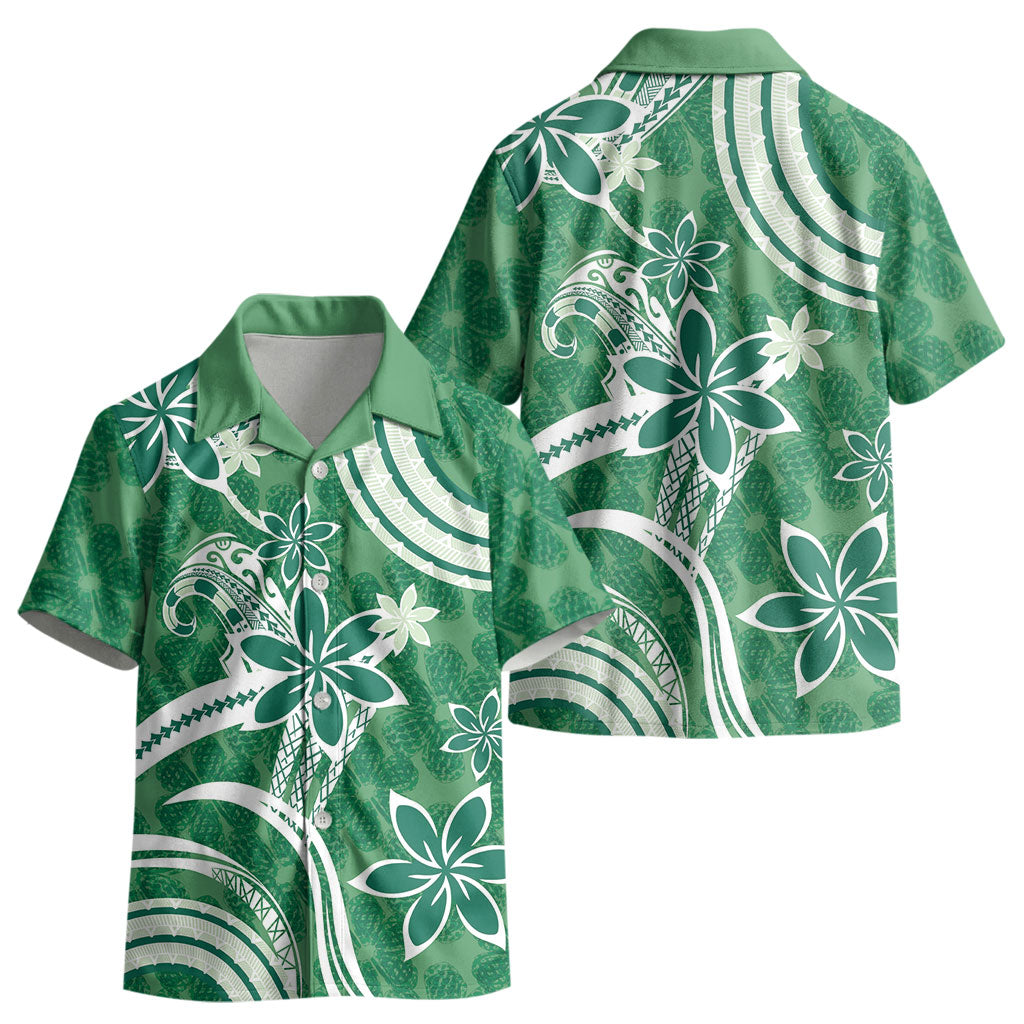 Hawaii Pupuala Plumeria Green Kid Hawaiian Shirt Polynesian Pattern LT01 - Polynesian Pride
