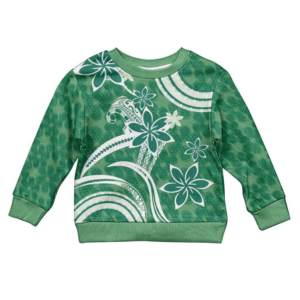 Hawaii Pupuala Plumeria Green Kid Ugly Christmas Sweater Polynesian Pattern LT01 Kid Green - Polynesian Pride