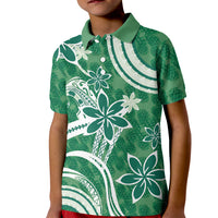 Hawaii Pupuala Plumeria Green Kid Polo Shirt Polynesian Pattern LT01 Kid Green - Polynesian Pride