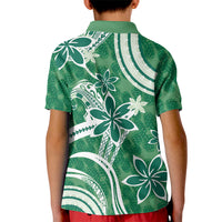 Hawaii Pupuala Plumeria Green Kid Polo Shirt Polynesian Pattern LT01 - Polynesian Pride