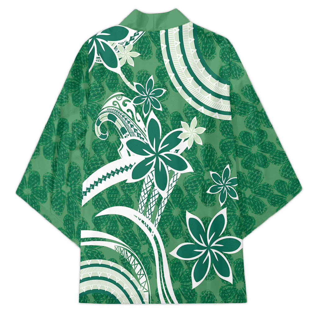 Hawaii Pupuala Plumeria Green Kimono Polynesian Pattern LT01 - Polynesian Pride