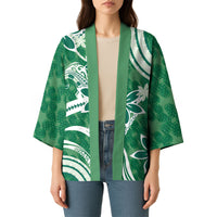 Hawaii Pupuala Plumeria Green Kimono Polynesian Pattern LT01 - Polynesian Pride