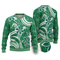Hawaii Pupuala Plumeria Green Ugly Christmas Sweater Polynesian Pattern LT01 Green - Polynesian Pride