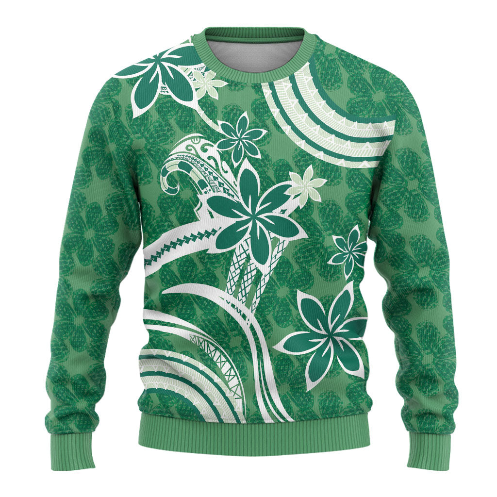 Hawaii Pupuala Plumeria Green Ugly Christmas Sweater Polynesian Pattern LT01 - Polynesian Pride