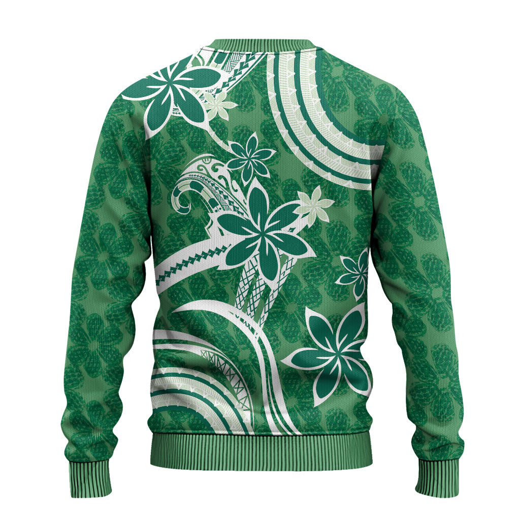 Hawaii Pupuala Plumeria Green Ugly Christmas Sweater Polynesian Pattern LT01 - Polynesian Pride