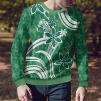 Hawaii Pupuala Plumeria Green Ugly Christmas Sweater Polynesian Pattern LT01 - Polynesian Pride
