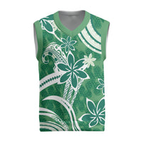 Hawaii Pupuala Plumeria Green Christmas Knitted V-Neck Vest Polynesian Pattern LT01 Green - Polynesian Pride