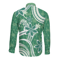 Hawaii Pupuala Plumeria Green Long Sleeve Button Shirt Polynesian Pattern LT01 - Polynesian Pride