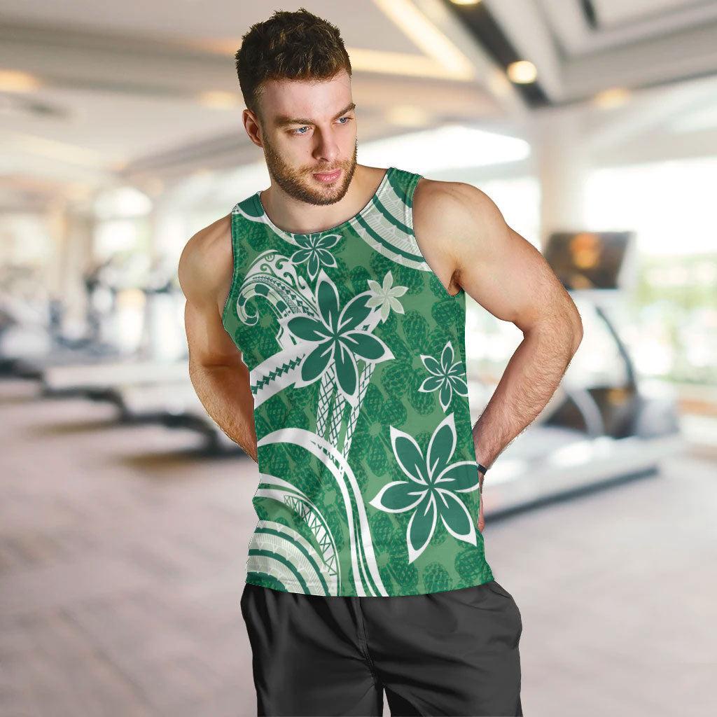 Hawaii Pupuala Plumeria Green Men Tank Top Polynesian Pattern LT01 Green - Polynesian Pride