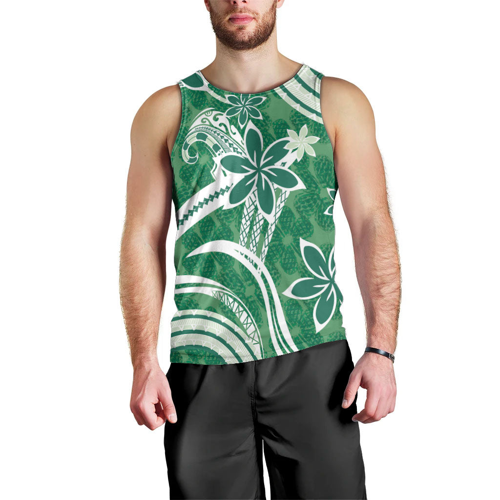 Hawaii Pupuala Plumeria Green Men Tank Top Polynesian Pattern LT01 - Polynesian Pride