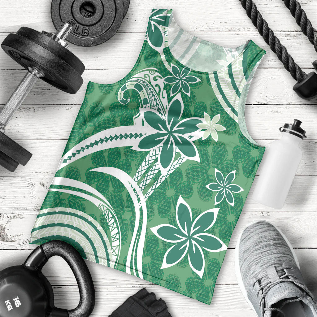 Hawaii Pupuala Plumeria Green Men Tank Top Polynesian Pattern LT01 - Polynesian Pride