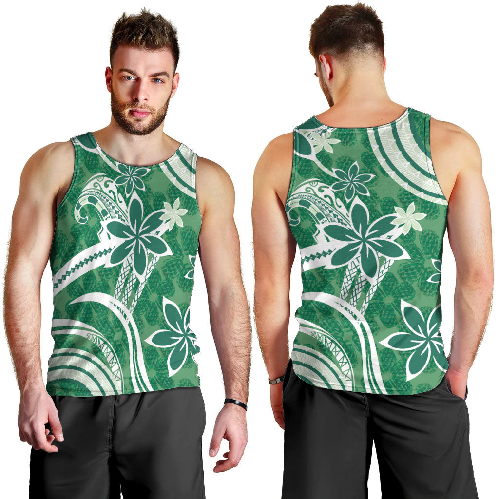 Hawaii Pupuala Plumeria Green Men Tank Top Polynesian Pattern LT01 - Polynesian Pride