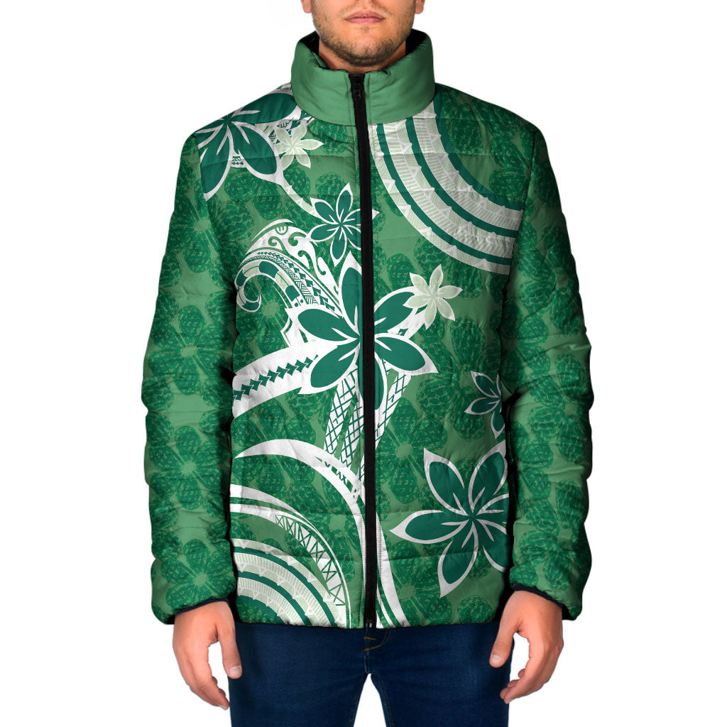Hawaii Pupuala Plumeria Green Padded Jacket Polynesian Pattern LT01 Men Green - Polynesian Pride