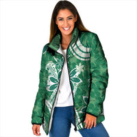 Hawaii Pupuala Plumeria Green Padded Jacket Polynesian Pattern LT01 Women Green - Polynesian Pride