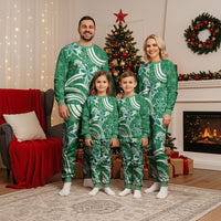 Hawaii Pupuala Plumeria Green Christmas Pajama Set Polynesian Pattern LT01 - Polynesian Pride