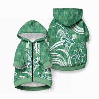Hawaii Pupuala Plumeria Green Pet Hoodie Polynesian Pattern LT01 Zip-up Green - Polynesian Pride